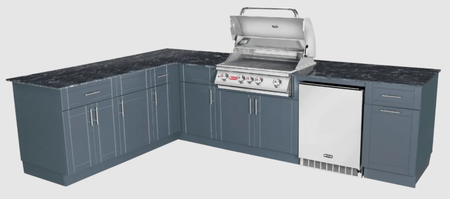 DuraBull 8' Savannah Propane Kitchen Kit w/ 84" Left Turn - Dune Base, Brown Granite